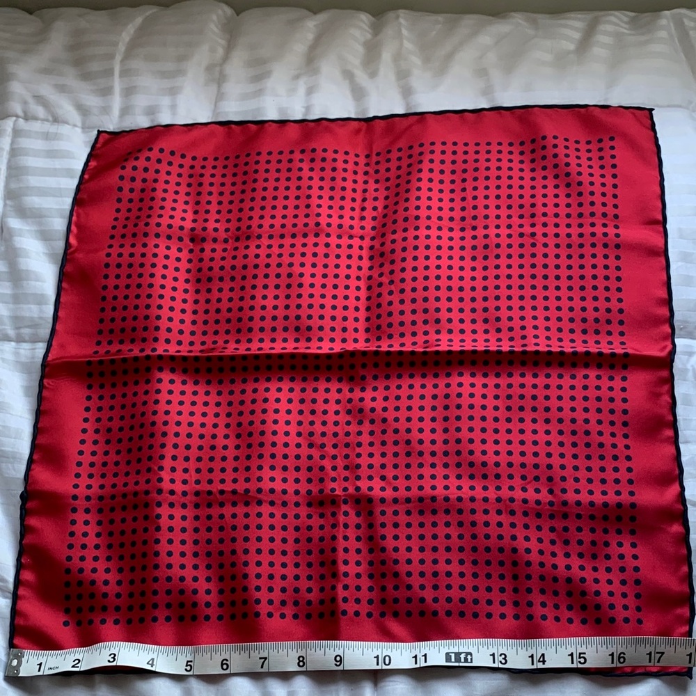 Vintage Red and Black Polka Dot Silk Scarf